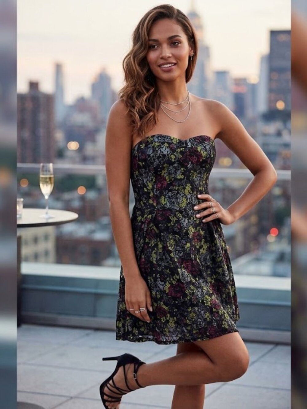 Free People Floral Lace Strapless Sweetheart Mini Dress 6